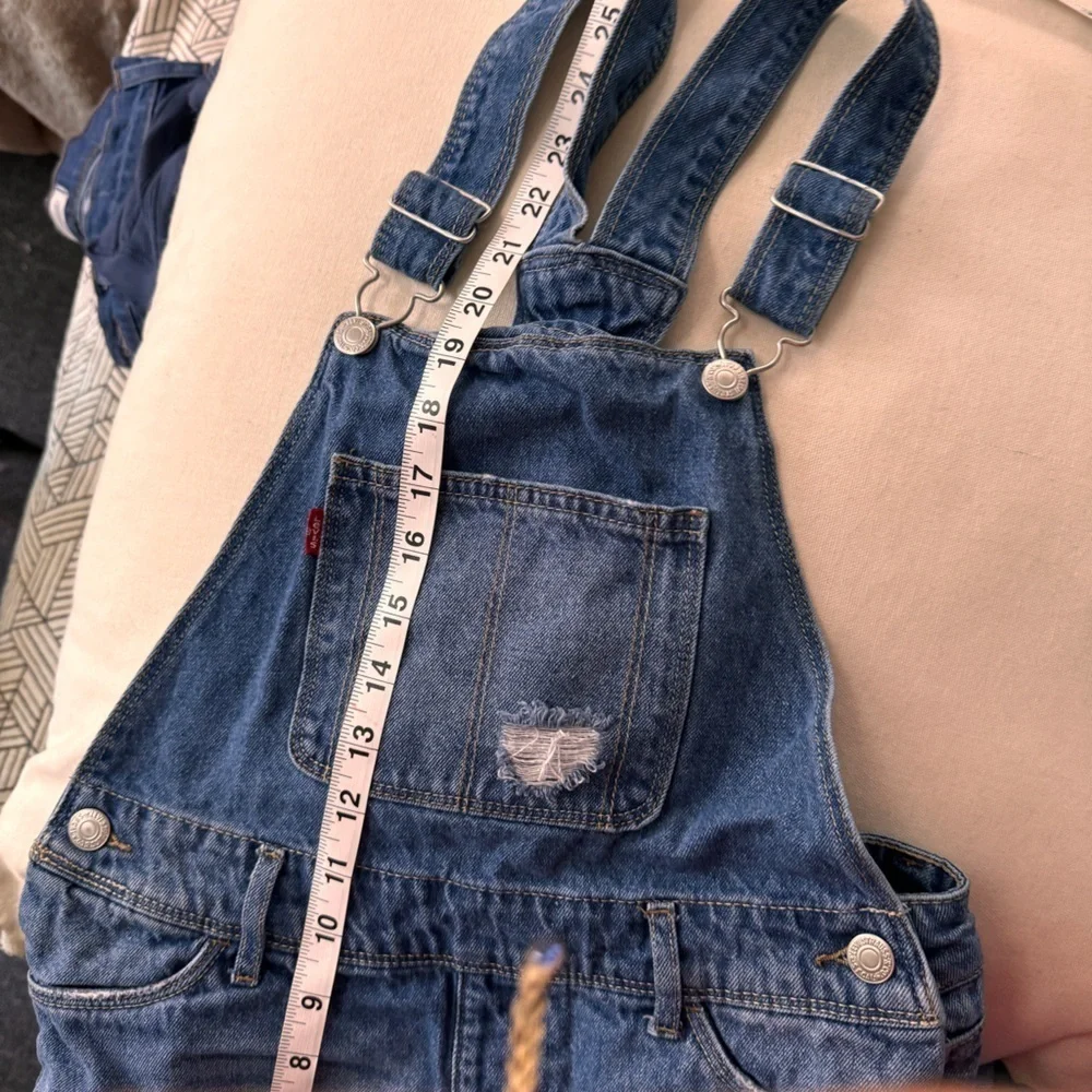 Levi's Little Girls Overalls Shorts Size 10 Shortall Jean Denim Blue Medium Wash